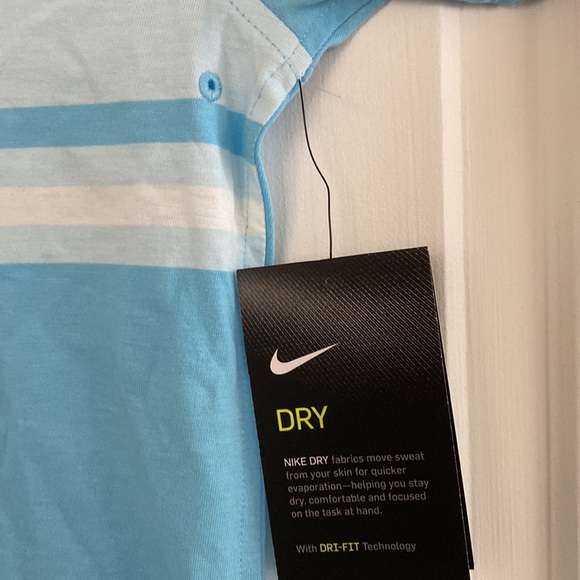 Nike Men’s Dri-Fit Player Blue Striped Golf Polo Shirt Standard Fit Size S NWT - Picture 4 of 8